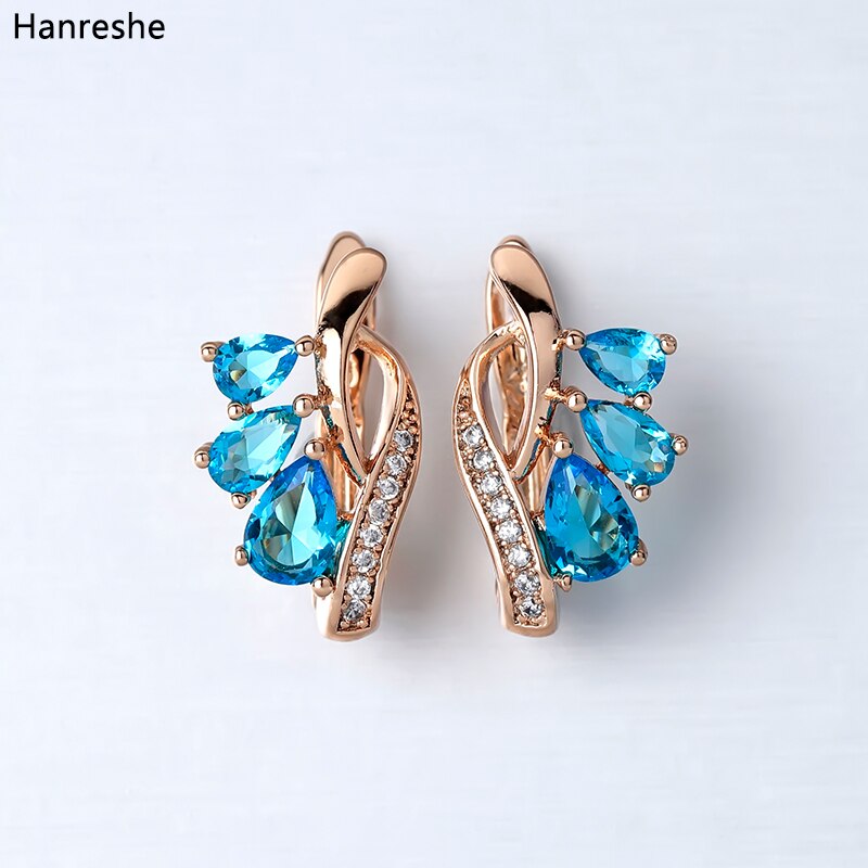 Hanreshe Beautiful Crystal Stud Earrings Party Blue Stone Girl Shaped Romantic Jewelry Charm Minimalist Earring Women Gift