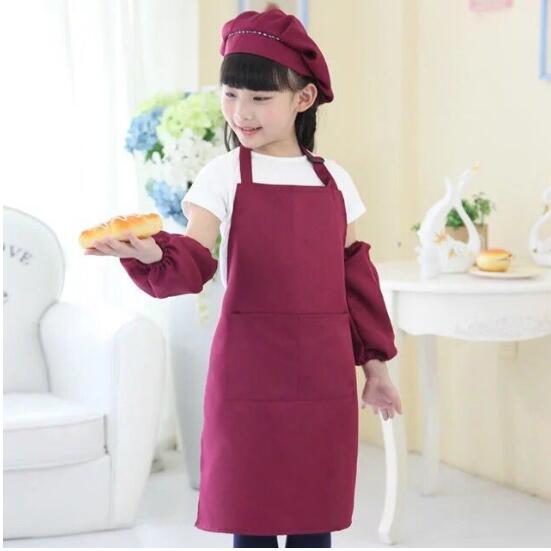 Child Apron Kids Sleeve Hat Pocket Kindergarten Kitchen Baking Painting Cooking Drink food Enfant Tablier Delantal Logo print