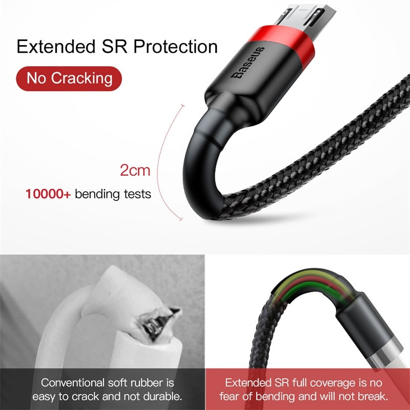 Baseus USB Micro C Cable for Samsung S9 S10 Quick Charge 3.0 Cable Fast Charging for Huawei P30 Xiaomi USB-C Charger Wire