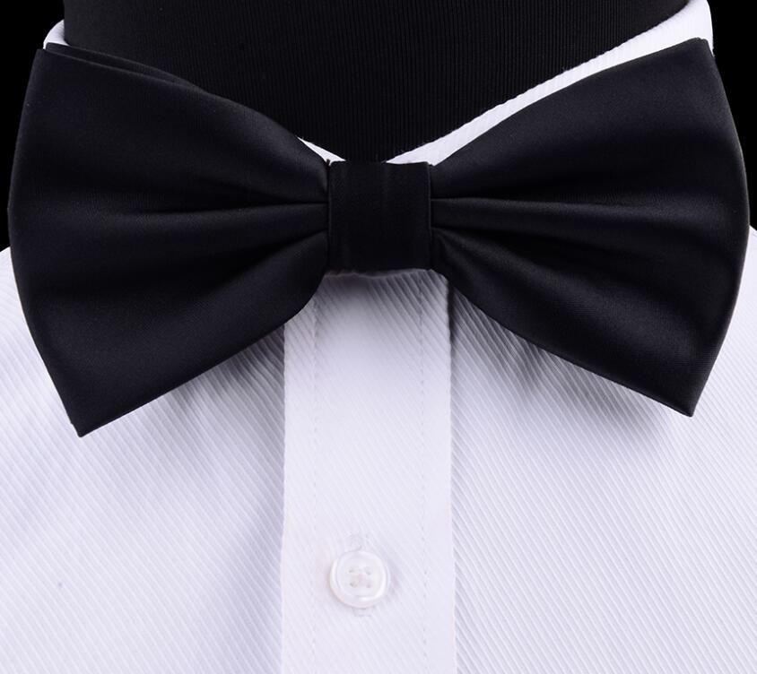 GUSLESON Silk Solid Pre-tied Bow Tie for Men Purple Black Yellow Double Fold Bow ties Waterproof Wedding Business Bowtie