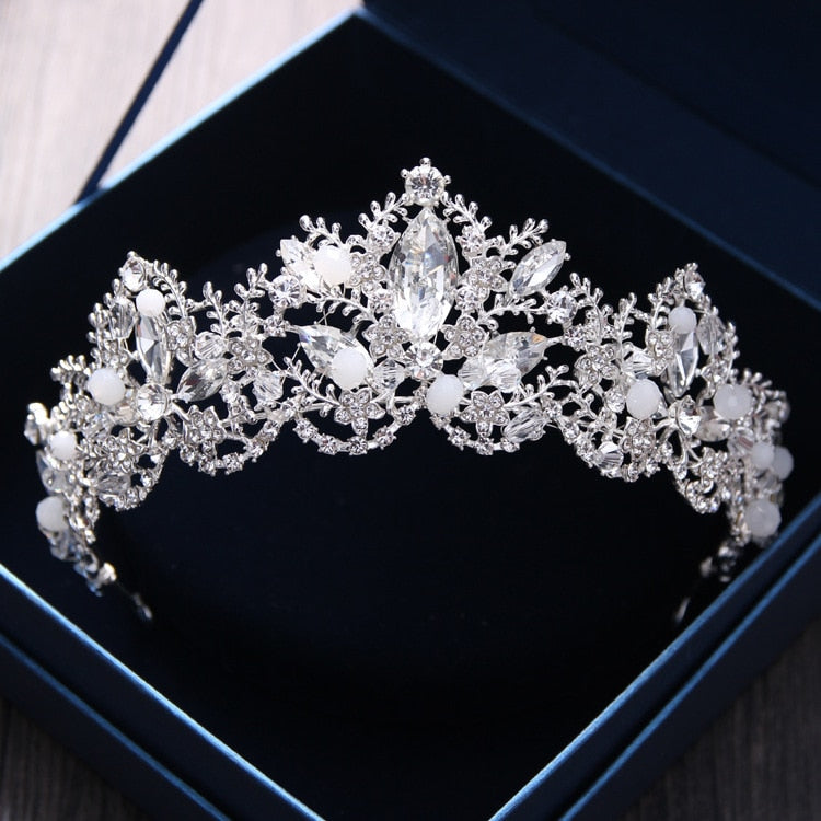 Luxury Baroque Gold Color Bride Crystal AB Hairbands Rhinestone Pageant Bridal Tiaras Crowns Wedding Hair Accessories