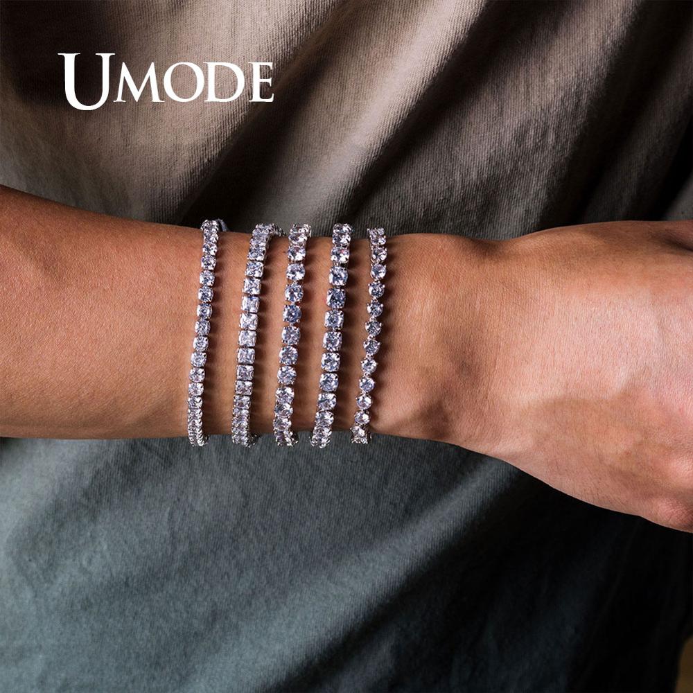 UMODE NEW Clear Crystal Tennis Bracelet for Women Bracelet men&#39;s Cubic Zirconia Jewelry Party Wedding Hip Pop Accessorie UB0097D