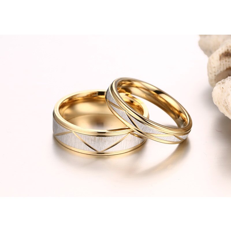 VNOX Wedding Rings for Love Matte Finish Stainless Steel Gold Color Women Men Couple Bands Personalized Engrave Name Gift