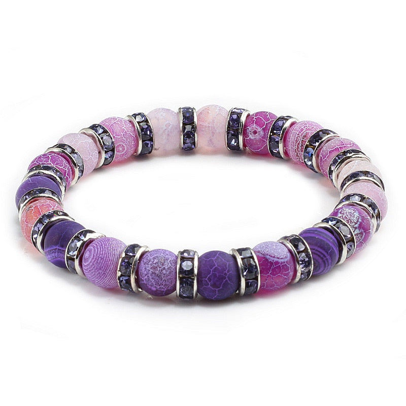 1Pcs Classic Colorful Purple Love Crystal Beaded Chakra Yoga Bracelet Female Natural Stone Beads Bracelets Women Men Jewelry Hot