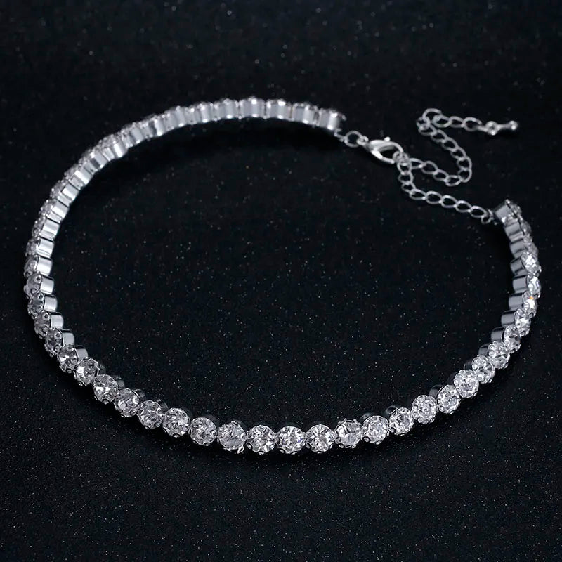 TREAZY Bridal Fashion Crystal Rhinestone Choker Necklace Women Wedding Accessories Tennis Chain Chokers Jewelry Collier Femme