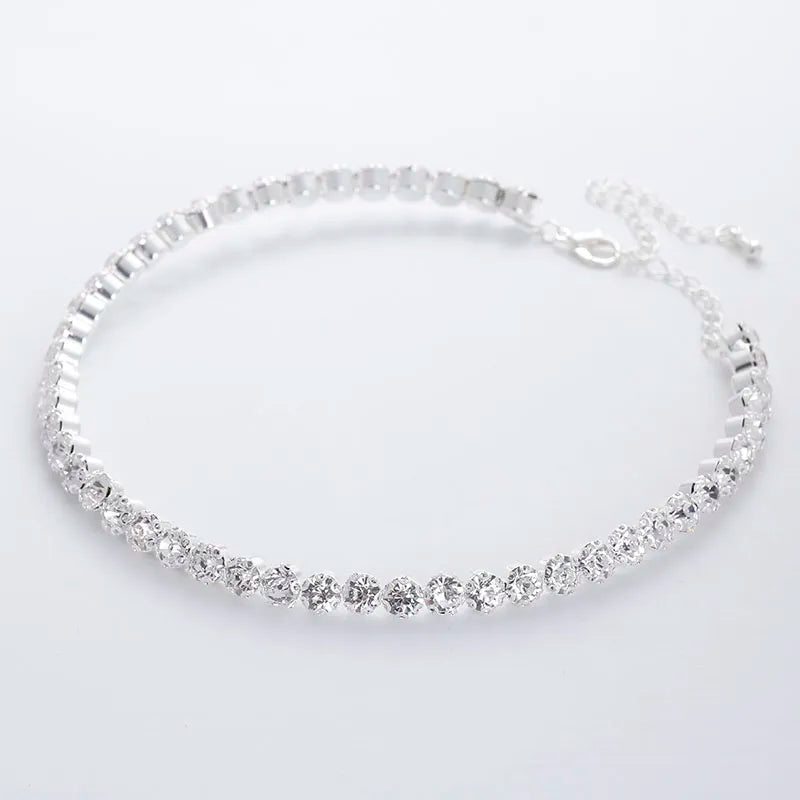 TREAZY Bridal Fashion Crystal Rhinestone Choker Necklace Women Wedding Accessories Tennis Chain Chokers Jewelry Collier Femme