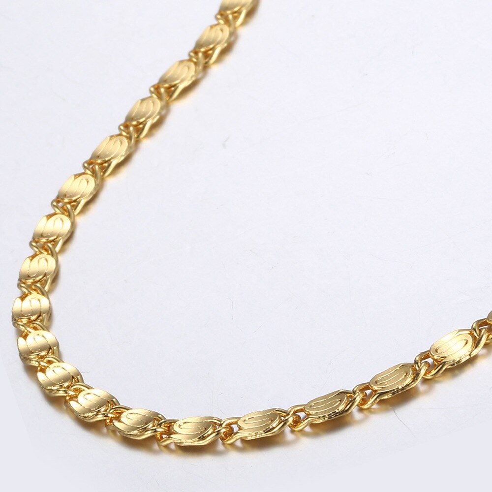Gold Color Necklace for Women Girls Link Chain Necklace Men Woman Wholesale Jewelry Hot Valentines Gifts 4mm 18-28inch GN418