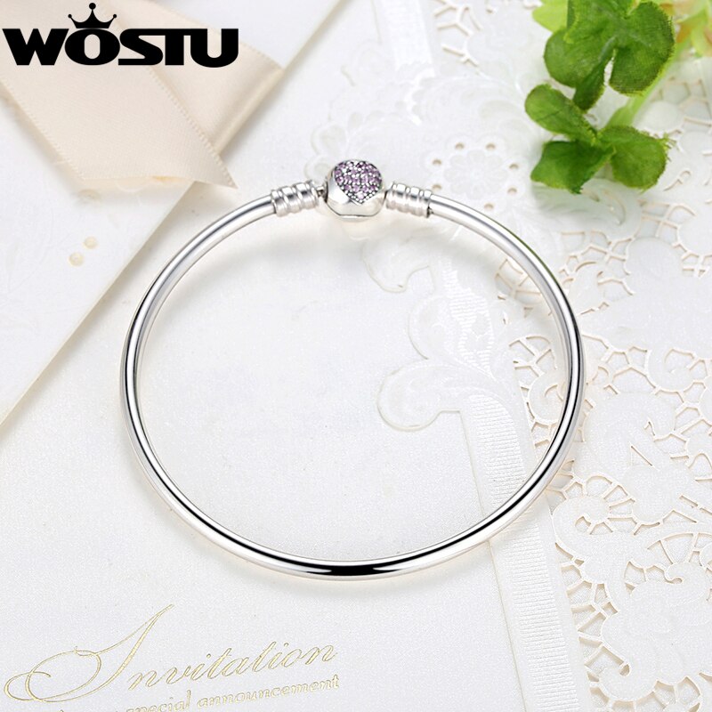 Authentic 100% 925 Sterling Silver Bangle Fit  Bracelet Charm Bead Bangle for Women Luxury Jewelry Original Pulseira XCHS904