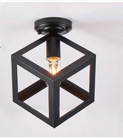 Vintage Ceiling light Modern Nordic Retro Iron Ceiling lamp Decor For Living Room Bar Black Loft E27 Home Lights Cage Fixture