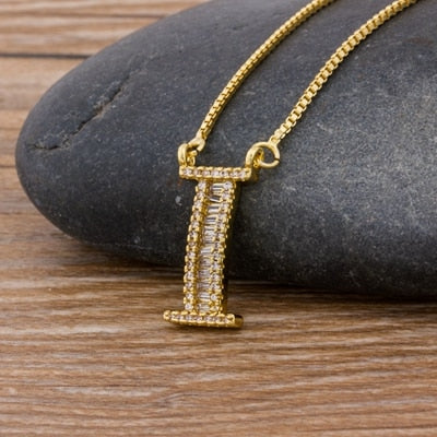 Luxury Gold Color A-Z 26 Letters Necklace CZ Pendant for Women Cute  Initials Name Necklace Fashion Party Wedding Jewelry Gift