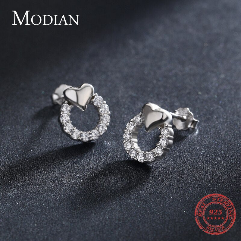 Modian Heart Earrings for Women 925 Sterling Silver Cubic Zirconia Europe  CZ Fashion Jewelry Wedding Statement Fine Jewelry