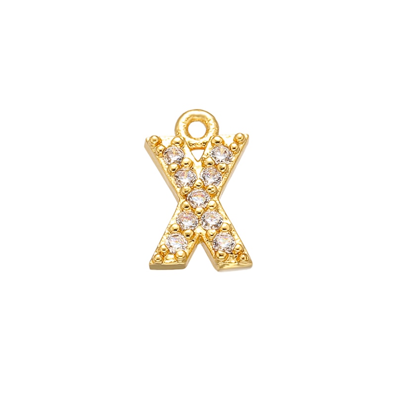 ZHUKOU 8x8.5mm Brass Cubic Zirconia Crystal 26 Letter Charms Pendants for Women Necklace earring jewelry accessories model:VD545