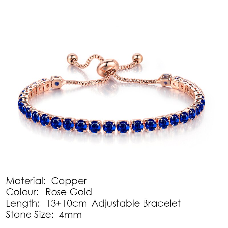 Tennis Bracelets For Women Shining White Gold Color Single-layer Zircon Adjustable Slider Buckle Charm Bracelet Fashion Jewelry