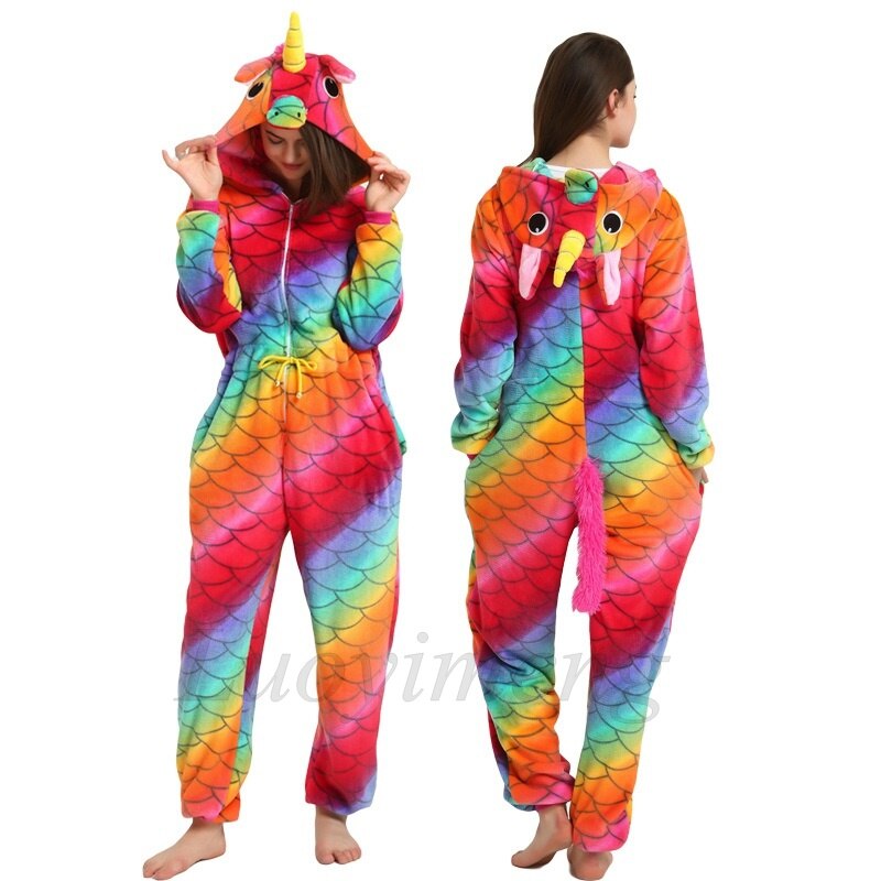 Kigurumi Unicorn Pajama Stitch Adult Animal Onesie Women Men Couple Pajamas Winter Pijamas Suit Panda Sleepwear Flannel Pyjamas