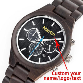 BOBO BIRD Wood Men‘s Watches Stopwatch Male Ebony Chronograph Calendar Wristwatch Man Custom private label in Gift Box Dropship