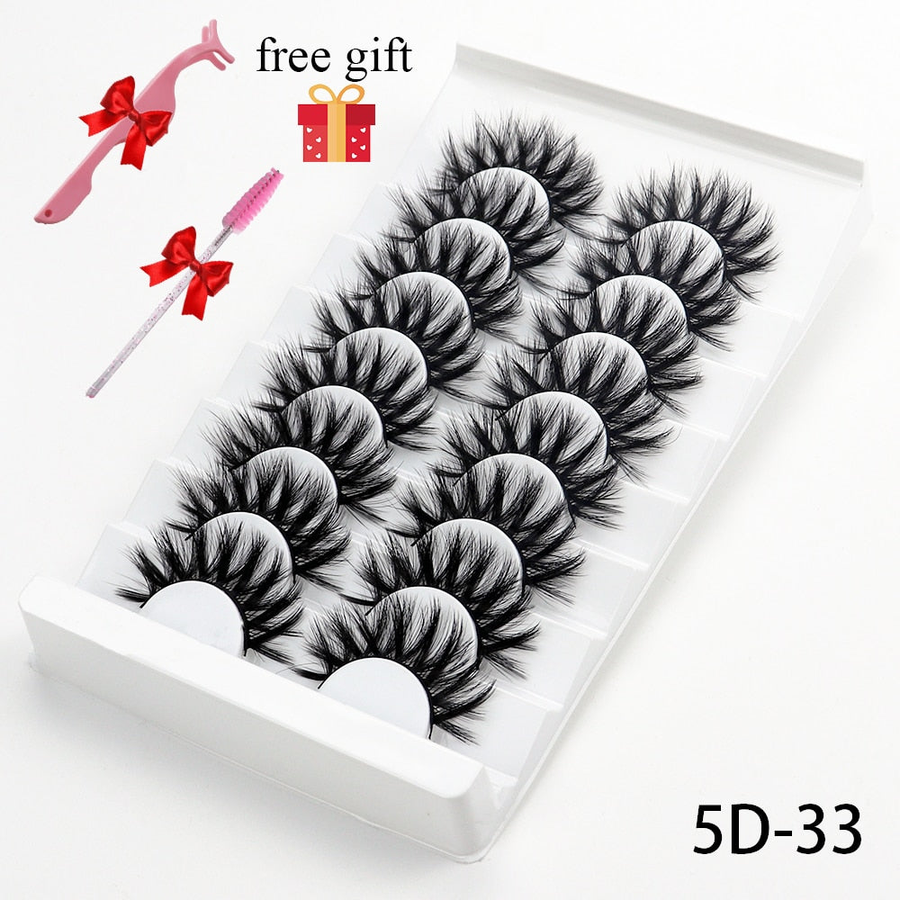 5/8 Pairs 20mm Mink Lashes 3D Natural False Eyelashes Fluffy Faux Mink Eyelashes Wispies Long Extension Eyelashes Pack Maquiagem