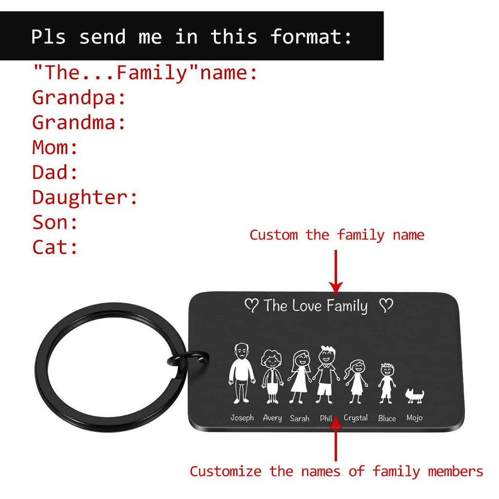 Personalized Family Keychain Engraved Family Gifts for Parents Children Present Keyring Bag Charm Families Member Gift Key Chain