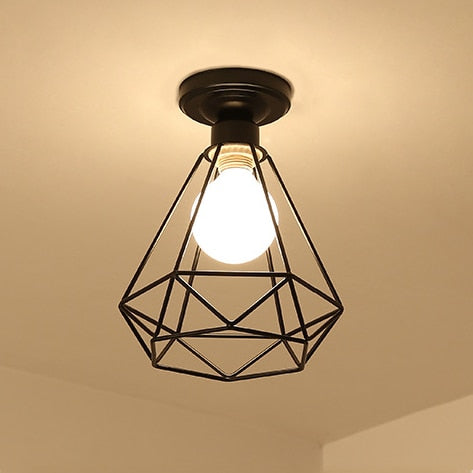 Vintage Ceiling light Modern Nordic Retro Iron Ceiling lamp Decor For Living Room Bar Black Loft E27 Home Lights Cage Fixture