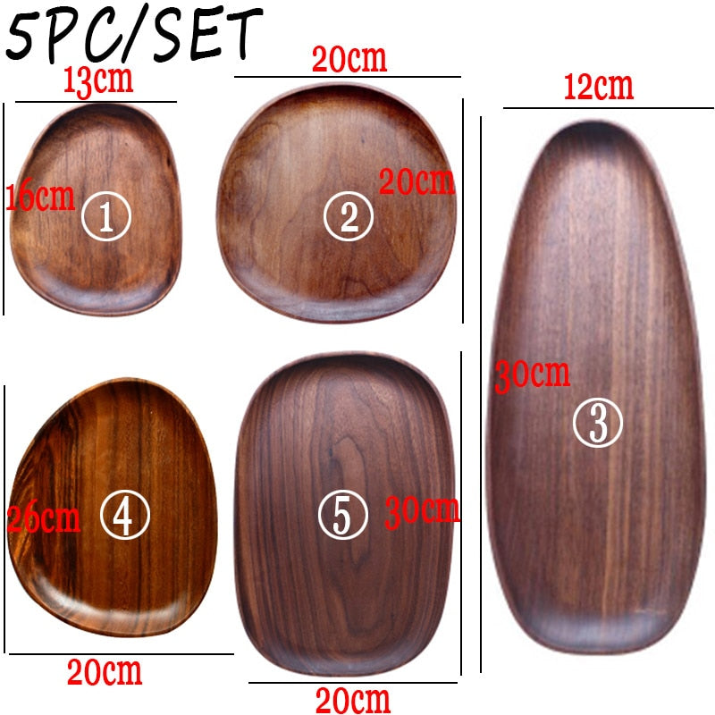 Whole Wood lovesickness Wood Irregular Oval Solid Wood Pan Plate Fruit Dishes Saucer Tea Tray Dessert Dinner Plate Tableware Set