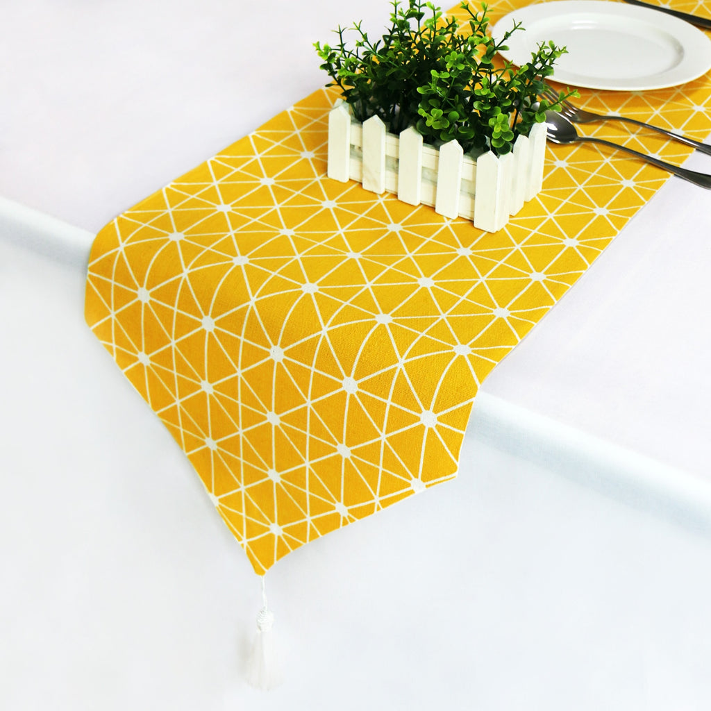 Fashion Yellow Table Runners Cotton Linen Tablerunner Boho Decor Tablecloths Wedding Party Decoration Home Nordic Table Runner