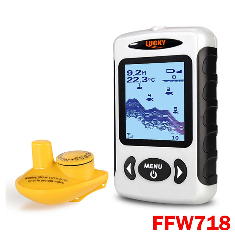 LUCKY Rechargeable Fish Finder FF1108-1CWLA Wireless Sonar Sensor Fishing Finder Color Display Max 45M Water Depth