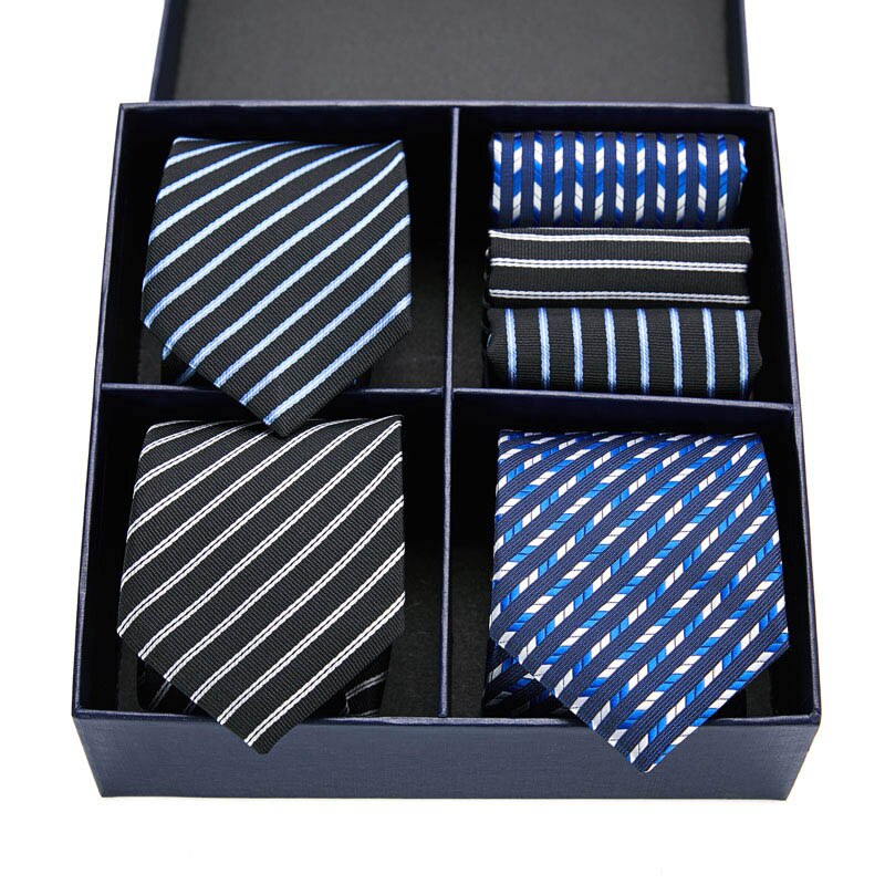 Gift box packing Silk Ties For Men Novelty Hanky  Set 3 Styles  Men's Tie Formal Red Cravat for Wedding Business Necktie