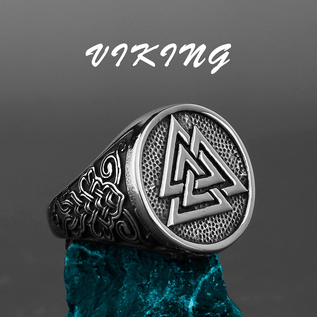 Men Nordic Viking Stainless Steel Ring Anchor Compass Tree of Life Viking Rune Wolf Men and Women Ring Jewelry Factory Wholesale