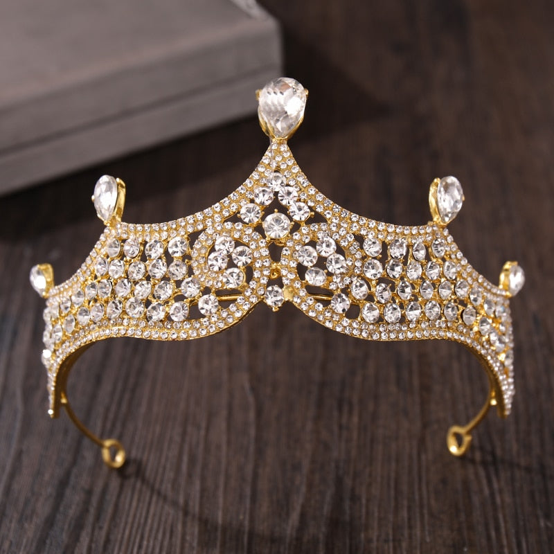 Rhinestone Crystal Tiara Crown Wedding Hair Accessories Bridal Tiara Hair Crown Wedding Hair Jewelry Crystal Tiara Golden Diadem