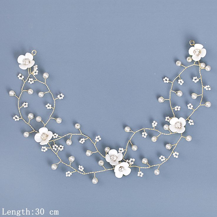 Pearl Rhinestone Headband Hair Accessories For Women Wedding Accessories Bride Bridal Headband Leaf Flower Headband Decoration For Hair Party