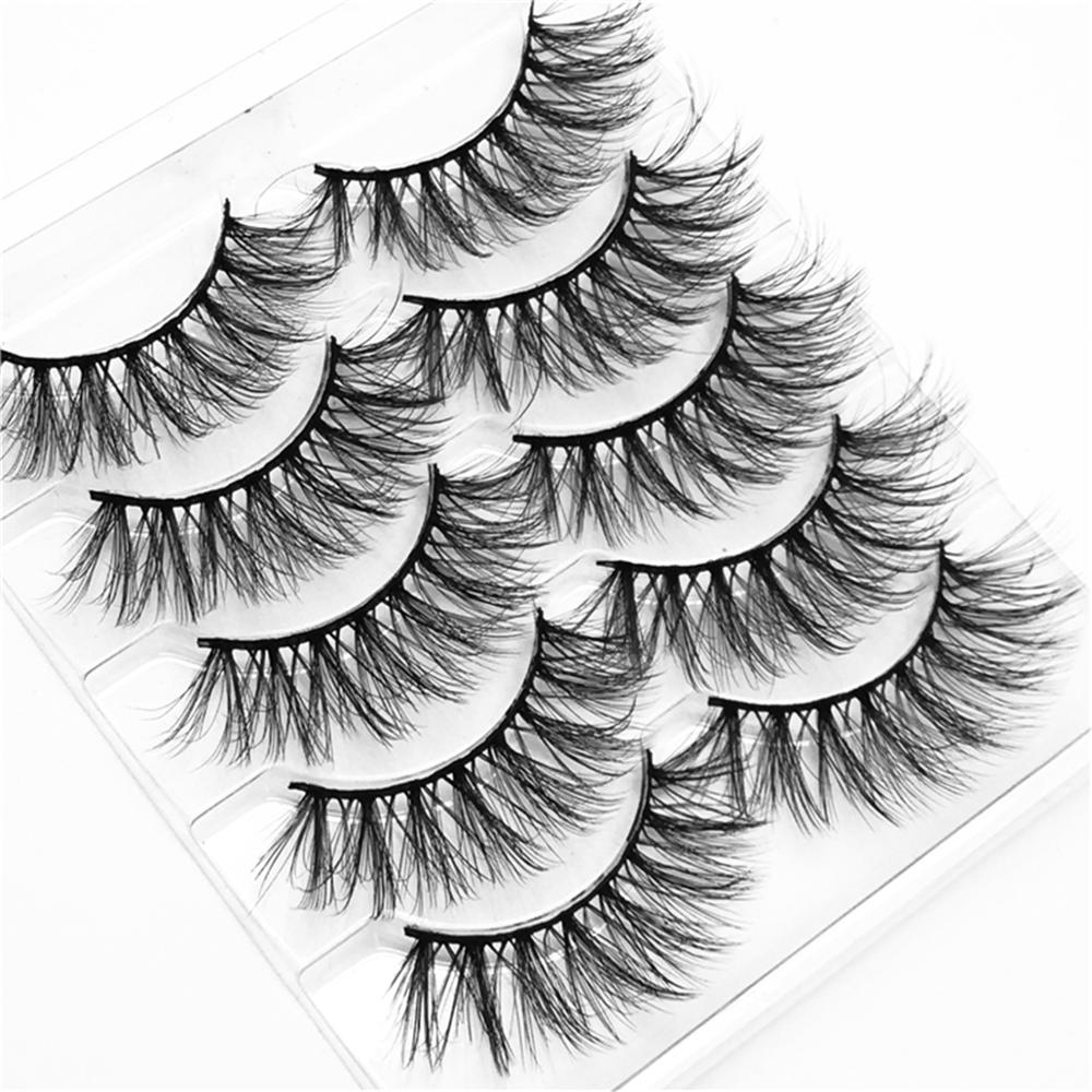 5/8 Pairs 20mm Mink Lashes 3D Natural False Eyelashes Fluffy Faux Mink Eyelashes Wispies Long Extension Eyelashes Pack Maquiagem