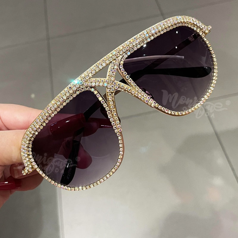 Sunglasses Women 2022 Rhinestone Oversized Sun Glasses Men Luxury Designer Eyeglasses Oculos De Sol Feminino