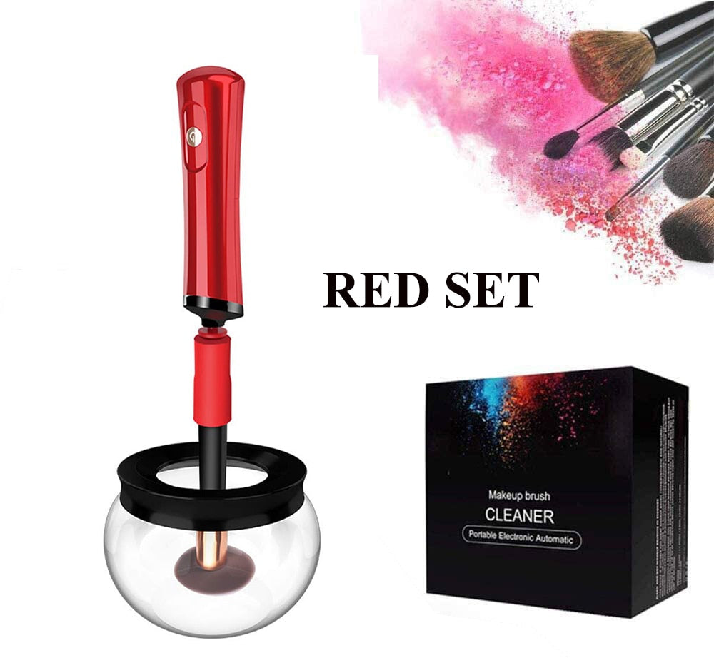 Makeup Brush Cleaner Dryer, Automatic Brush Spinner with 8 Size Rubber Collars, Wash and Dry in Seconds,Brush Cleaning Machine