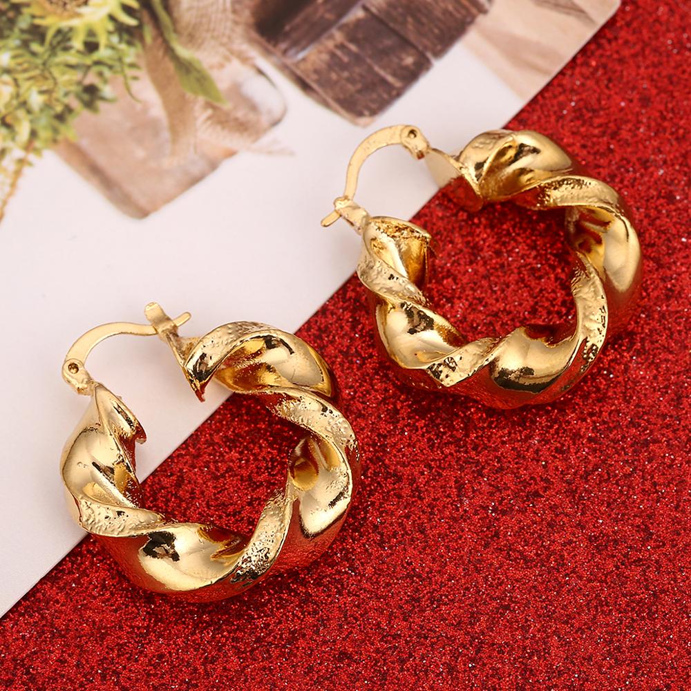 Dubai Gold Color Ethiopian Hoop Earrings African Style for Israel Sudan Arab Middle East Women Jewelry