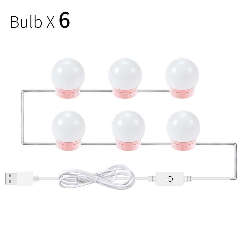 LED Makeup Mirror Light Bulbs USB Hollywood Make up Lamp Vanity Lights Bathroom Dressing Table Lighting Dimmable LED Wall Lamp