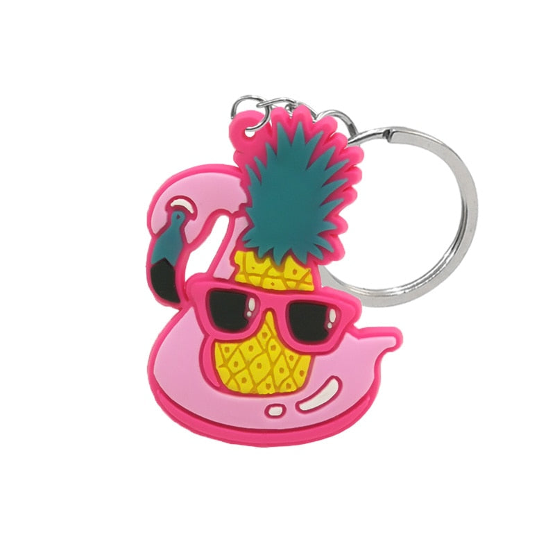 kids 1pcs PVC key ring cute animal Cartoon Keychain Lovely Mini dog frog cat shape Key holder fit women men kids keys accessories