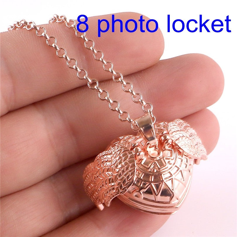 Magic 4 Photo Pendant Necklace For Women Men Memory Floating Locket Necklace Angel Wings Fashion Album Box Necklaces No photos