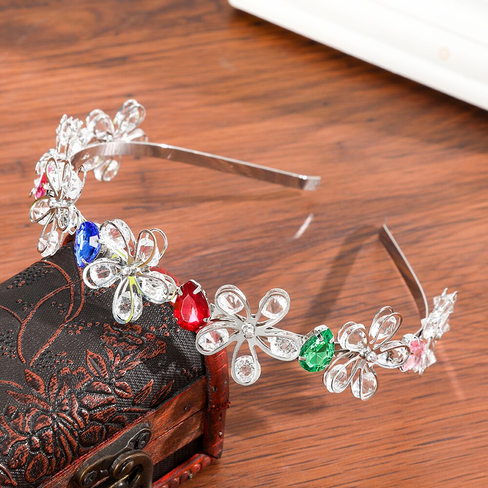 Haimeikang Rhinestone Bezel Baroque Headband Luxury Silver Crystal Hairband Sparkly For Fashion Women Hair Accessories