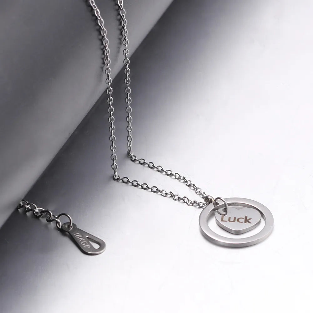 Stainless Steel Heart Initial Necklace Pendant with Black Letter Gift for Women Child Kids Necklace Jewelry
