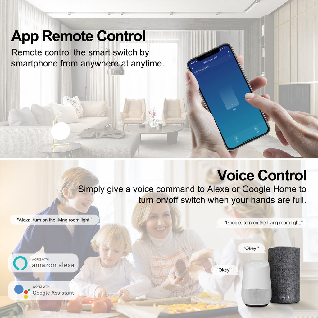 Tuya ZigBee 3.0 Smart Light Switch Module, Smart Home Automation DIY Breaker Supports 2 Way Control, Work with Alexa Google Home
