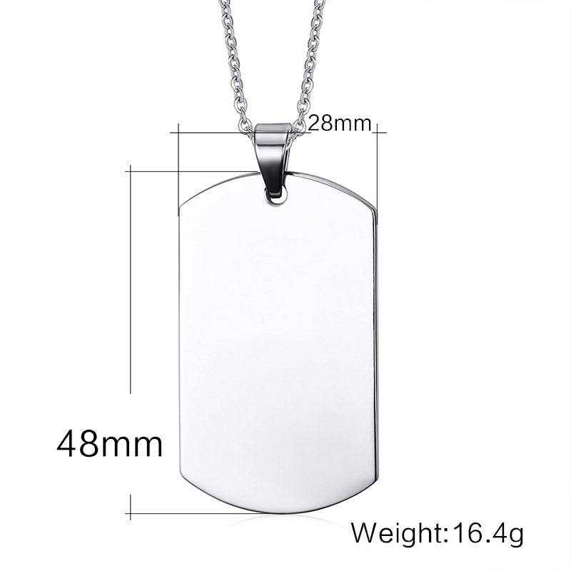 Stainless Steel Double Dog Tag Necklace for Men High Polished Pendant ID Men Jewelry 24&quot; Chain Necklace