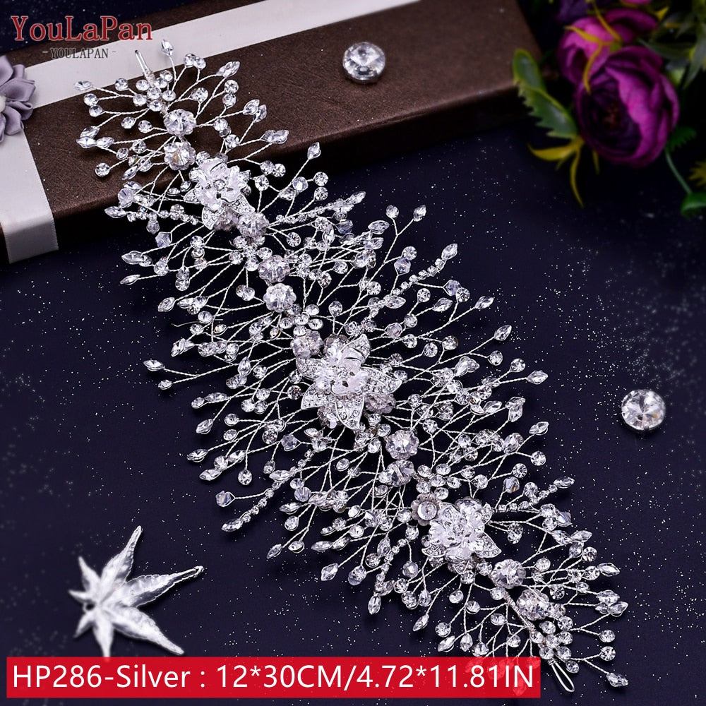 YouLaPan HP240 Luxury Bridal Crown Wedding Hair Accessories Bridal Tiara and Headdress Rhinestone Headband for Women Headpiece