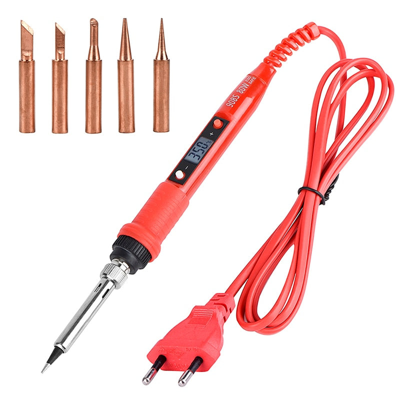 JCD Soldering iron kit adjustable temperature 220V 80W LCD solder welding tools Ceramic heater soldering tips Desoldering Pump