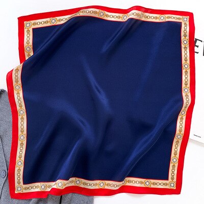 2022 New 100% Pure Silk Scarf Women Neck Hair Foulard Bandana Square Small Headband Hijab Print Poncho Scarves Pashmina