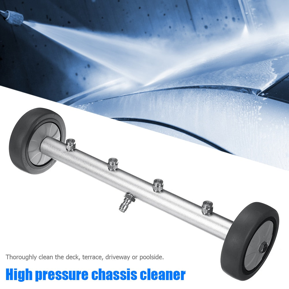 16 inch High Pressure Washer Undercarriage Cleaner 1/4 Quick Connector 4000PSI Under Car Chassis Water Broom w/ 3 Extension Wand