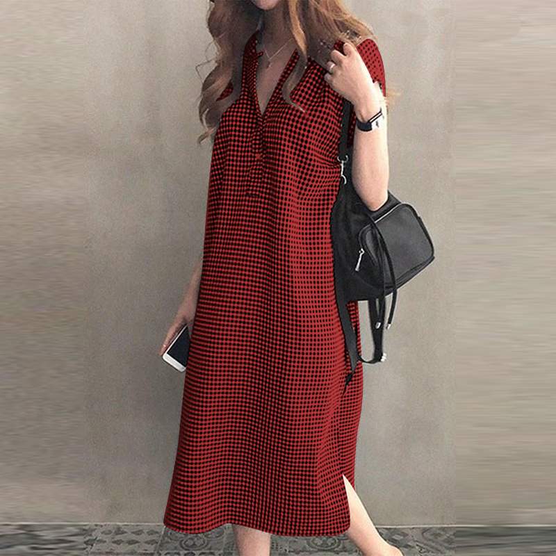 Printed Elegant Split Casual Sundress ZANZEA 2023 Summer V-Neck Short Sleeve Women Midi Dresses Robe Femme