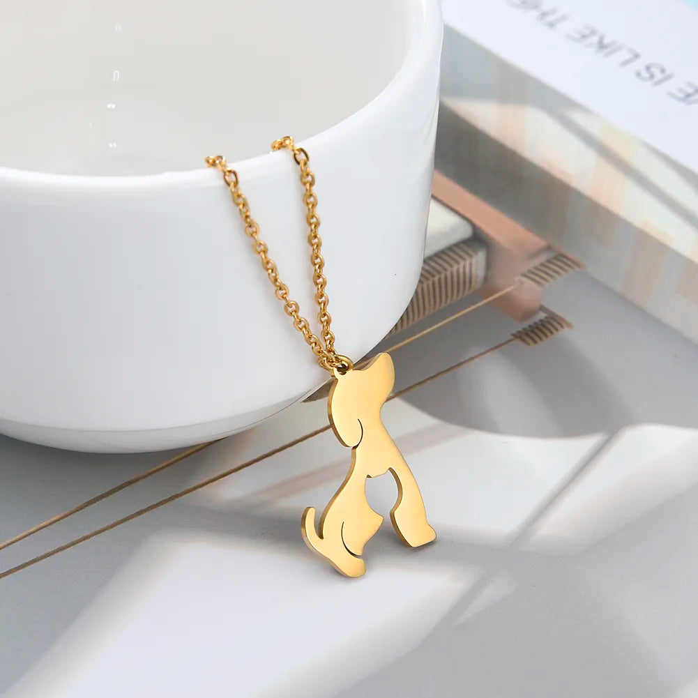 My Shape Cute Dog Pendant Necklace for Women Girl Stainless Steel Animal Footprint Chain Necklaces Fashion Jewelry Birthday Gift