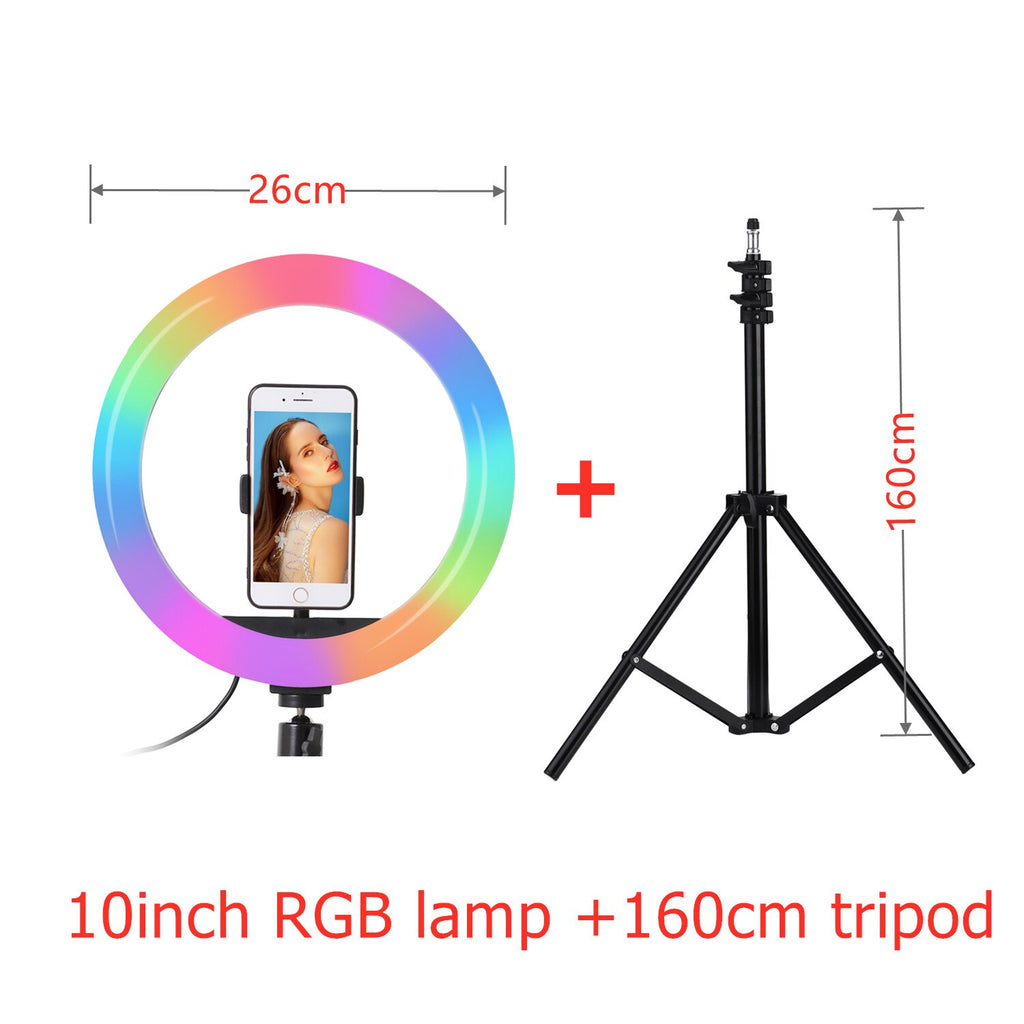 26cm 33cm RGB Selfie Circle Round LED Light with Stand Tripod Photography Studio Circle Lamps for Phone TikTok Youtube Makeup Video Vlog