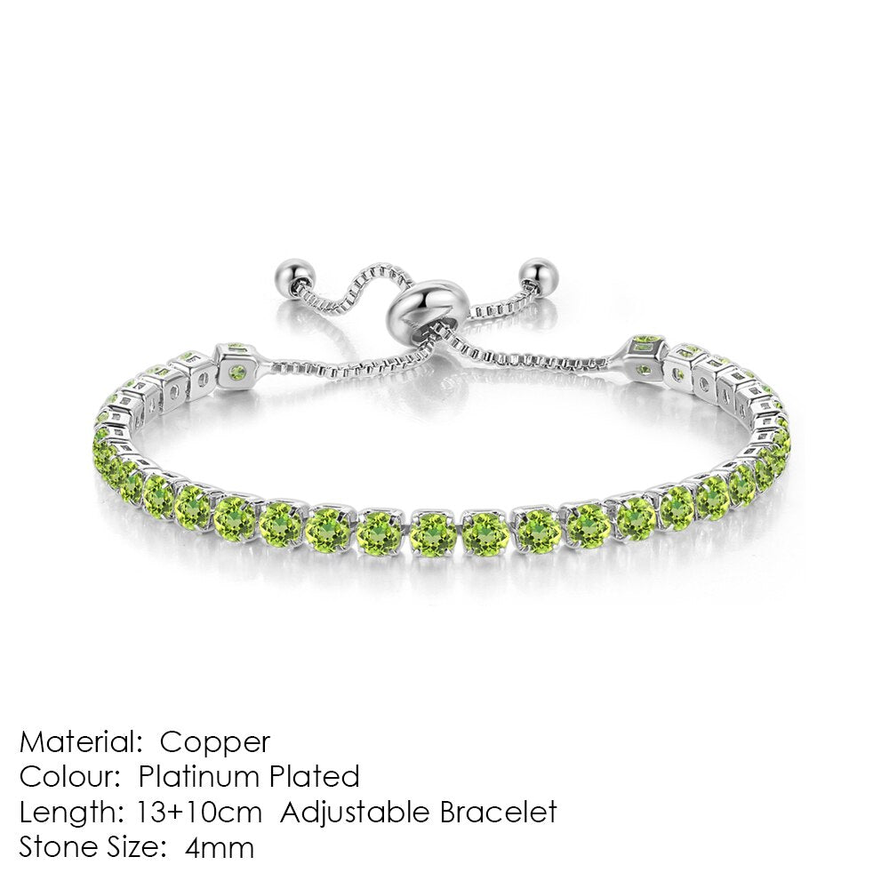 Tennis Bracelets For Women Shining White Gold Color Single-layer Zircon Adjustable Slider Buckle Charm Bracelet Fashion Jewelry