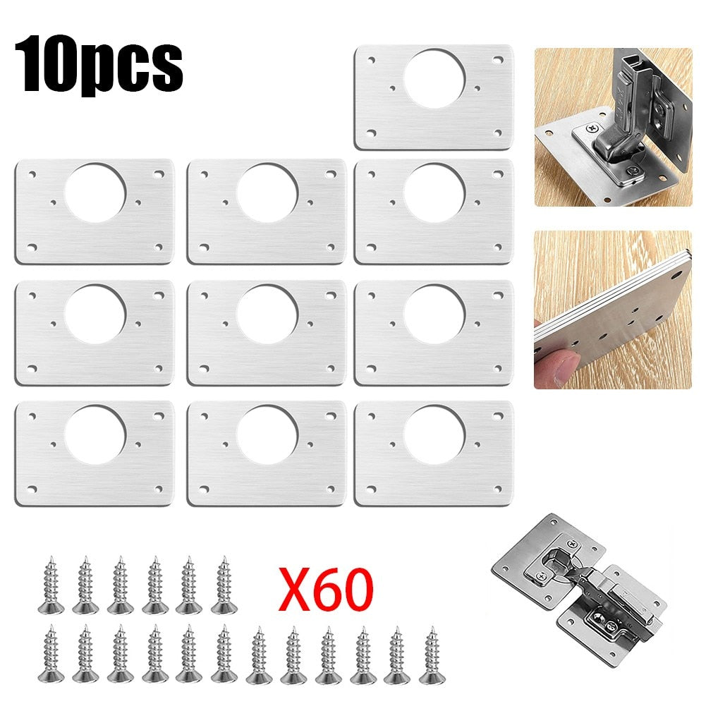 2/4/10/20pcs Stainless Steel Hinge Repair Plate For Cabinet Furniture Hinges Mounting Tool Kitchen Cupboard Door Fixing Plate