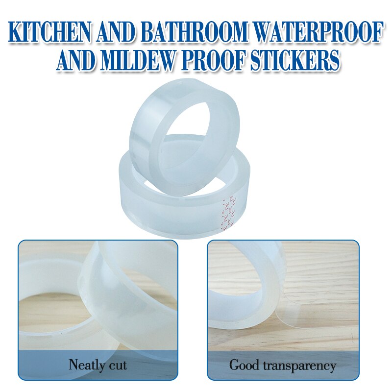 Kitchen Sink Waterproof Mildew Nano tape Transparent Tape Bathroom Toilet Crevice Strip Self-adhesive Pool Water Seal Nano tape